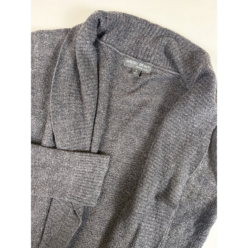 Barefoot Dreams Circle Cardigan Womens M Carbon‎ CozyChic Lite Shawl Collar - Picture 3 of 8